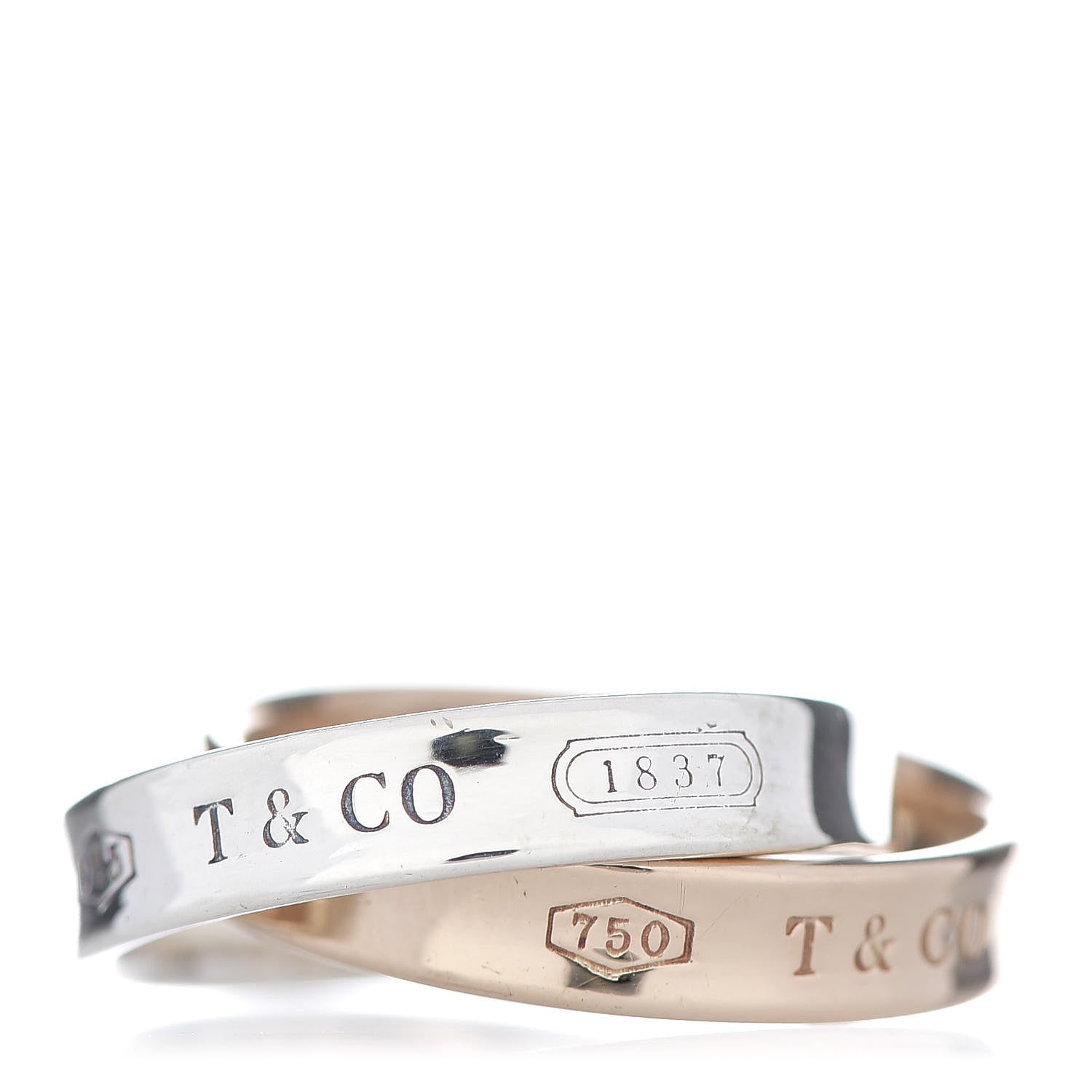 Tiffany 18K Rose Gold Sterling Silver 1837 Interlocking Circles Ring 47 4 1 of 6