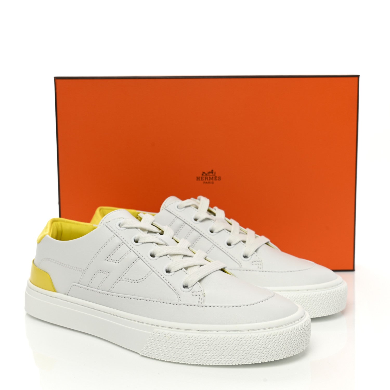 Hermes Matte Niloticus Crocodile Calfskin Deep Sneakers 36.5 White Jaune Flash 9 of 9