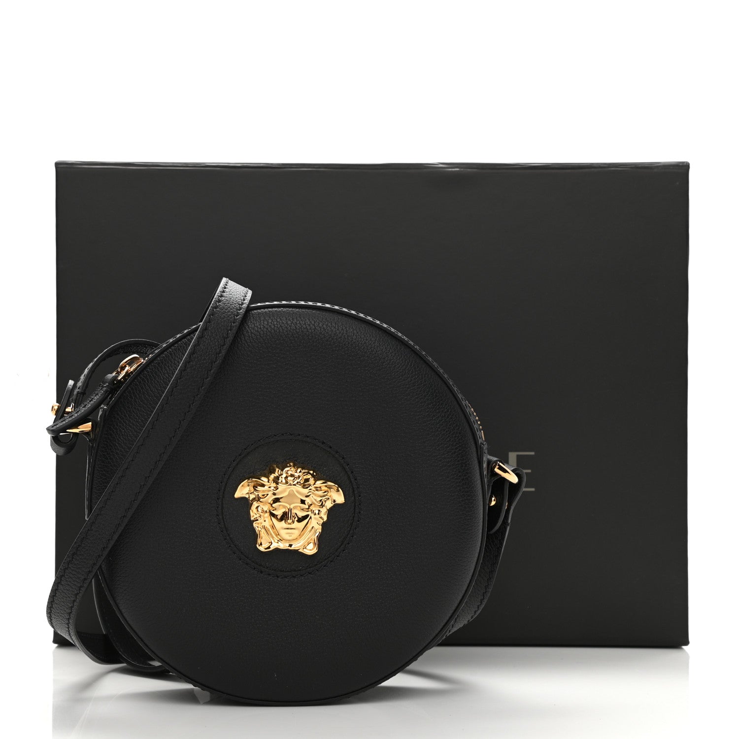 Versace Calfskin La Medusa Round Camera Bag Black 9 of 9