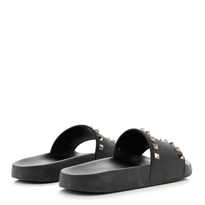 Valentino Garavani Rubber Rockstud Slide Sandals 36 Black 4 of 8
