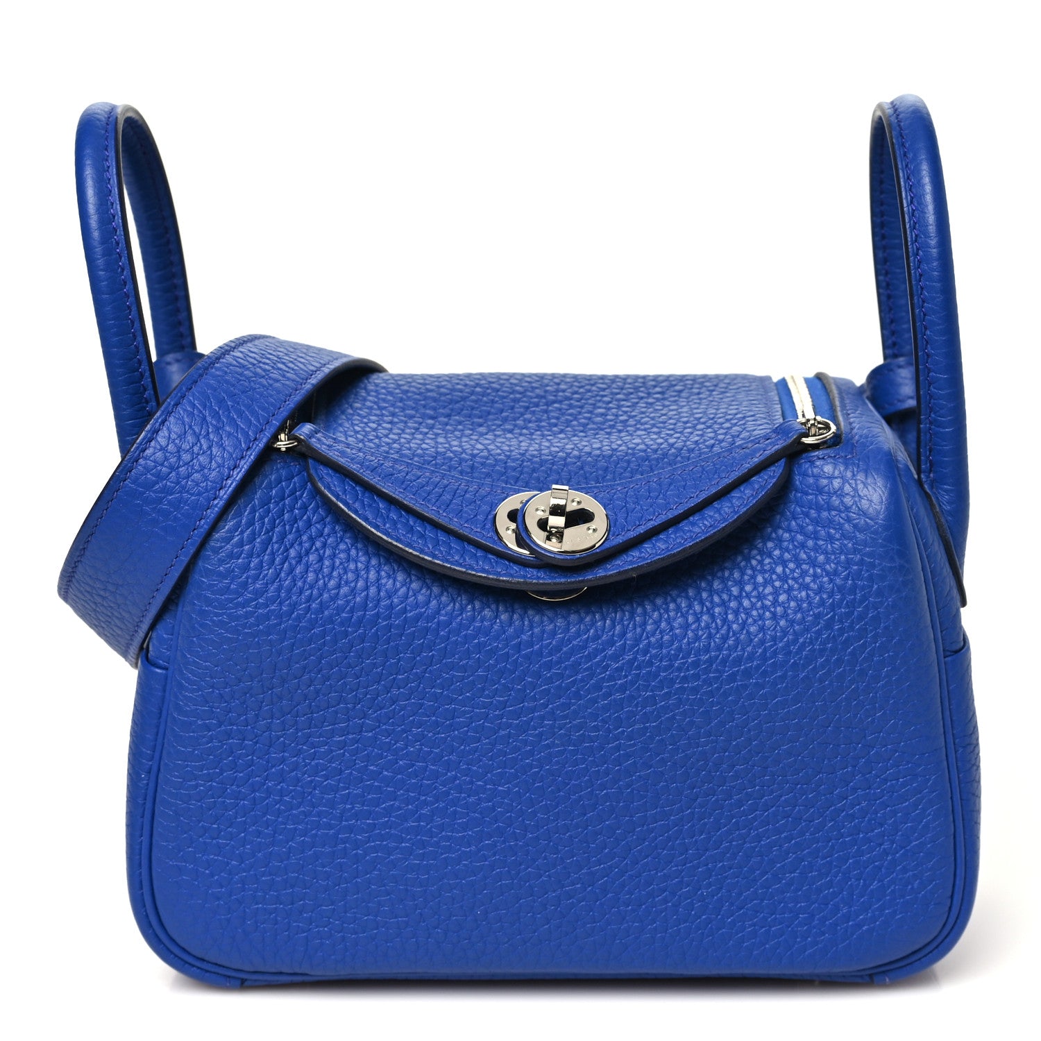 Hermes Taurillon Clemence Mini Lindy 20 Bleu Electrique 1 of 11