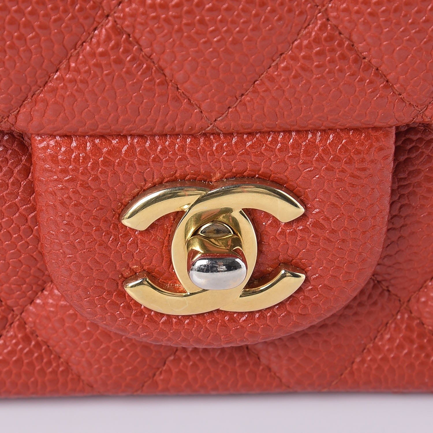 Chanel Pearly Caviar Quilted Mini Rectangular Flap Orange 5 of 10