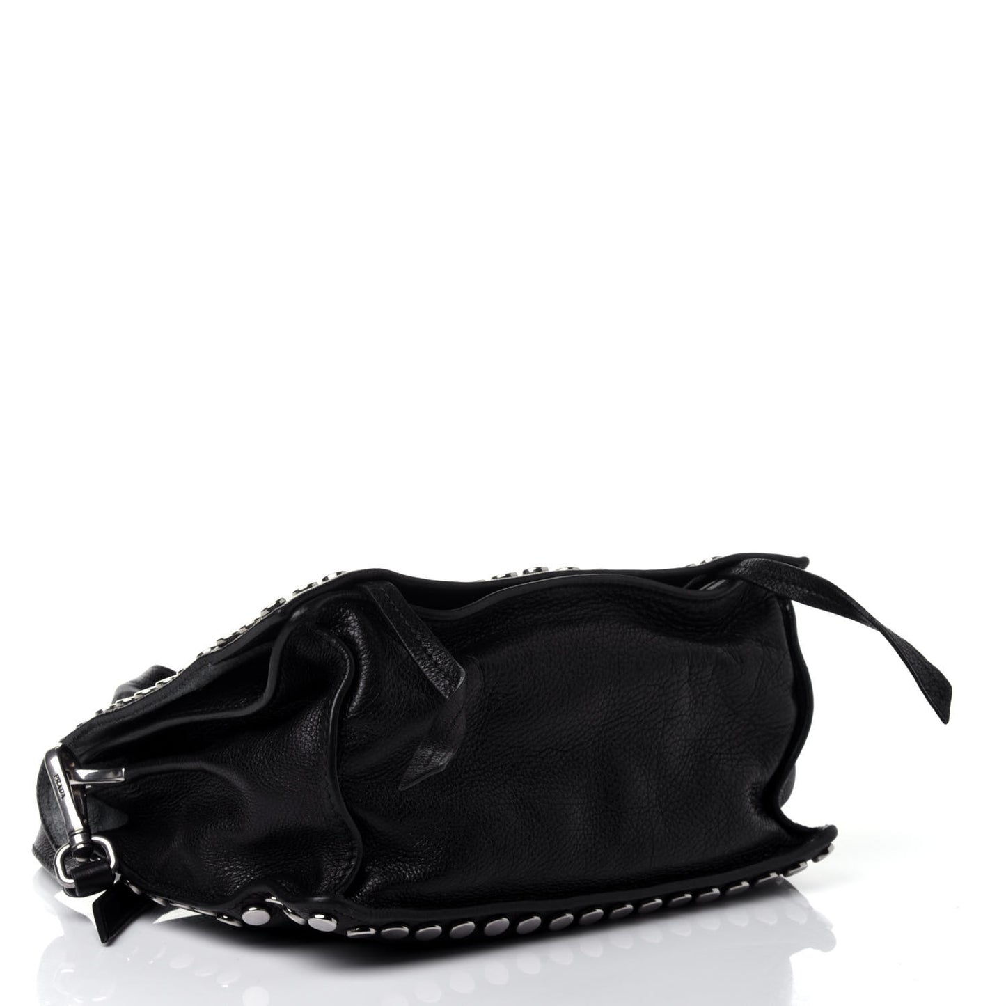 Glace Calfskin Studded Etiquette Flap Black