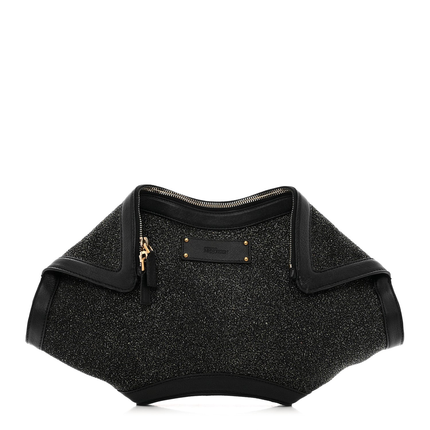 Alexander McQueen Glitter Canvas De Manta Clutch Black Gold 1 of 9