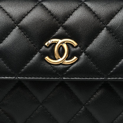 Chanel Lambskin Quilted CC Pouch With Handle Black 10 of 13