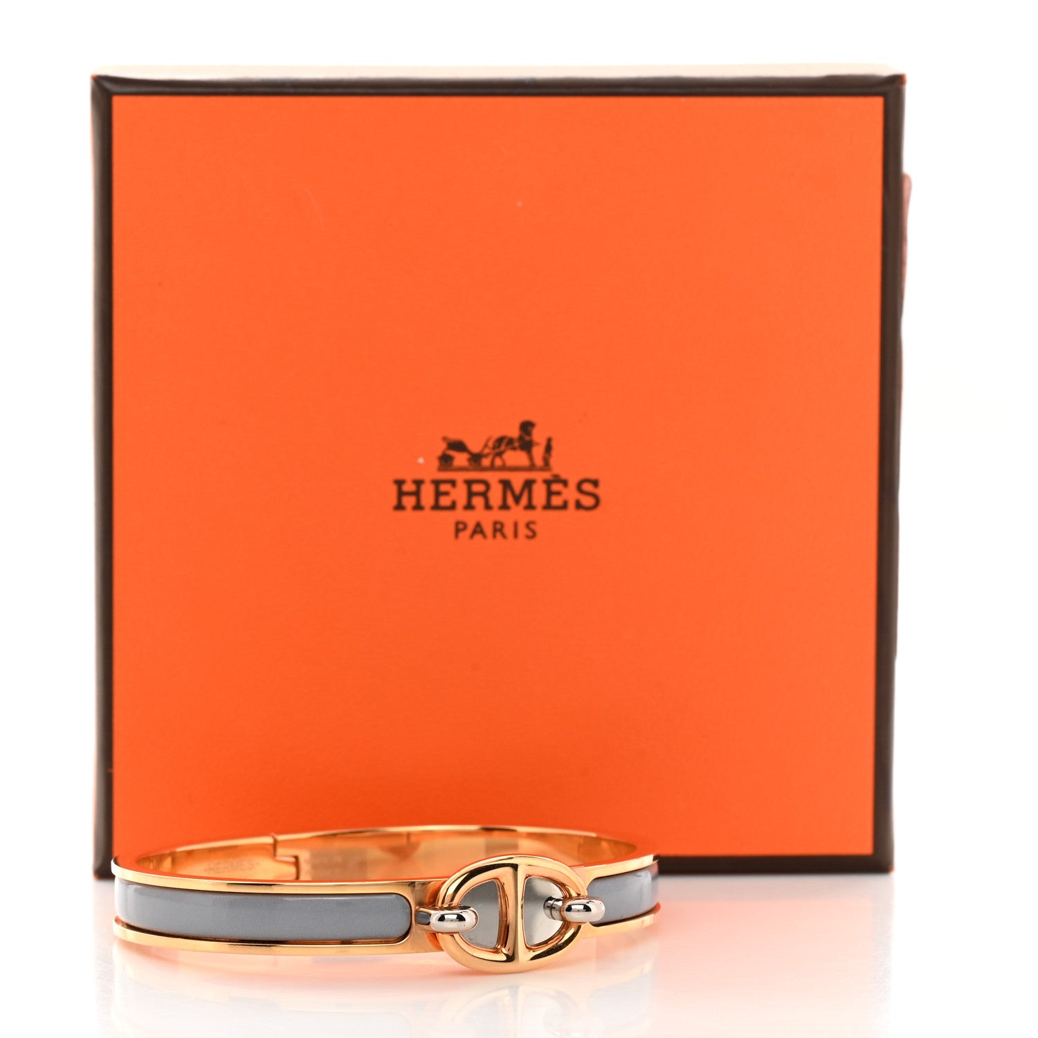Hermes Enamel Mini Clic Chaine d'Ancre Bracelet GM Gris 5 of 5