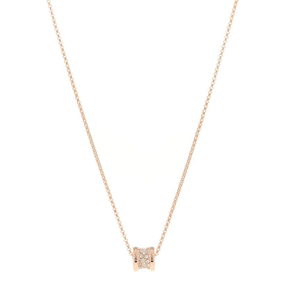 Bulgari 18K Rose Gold Diamond Small B.Zero1 Pave Pendant Necklace 1 of 4