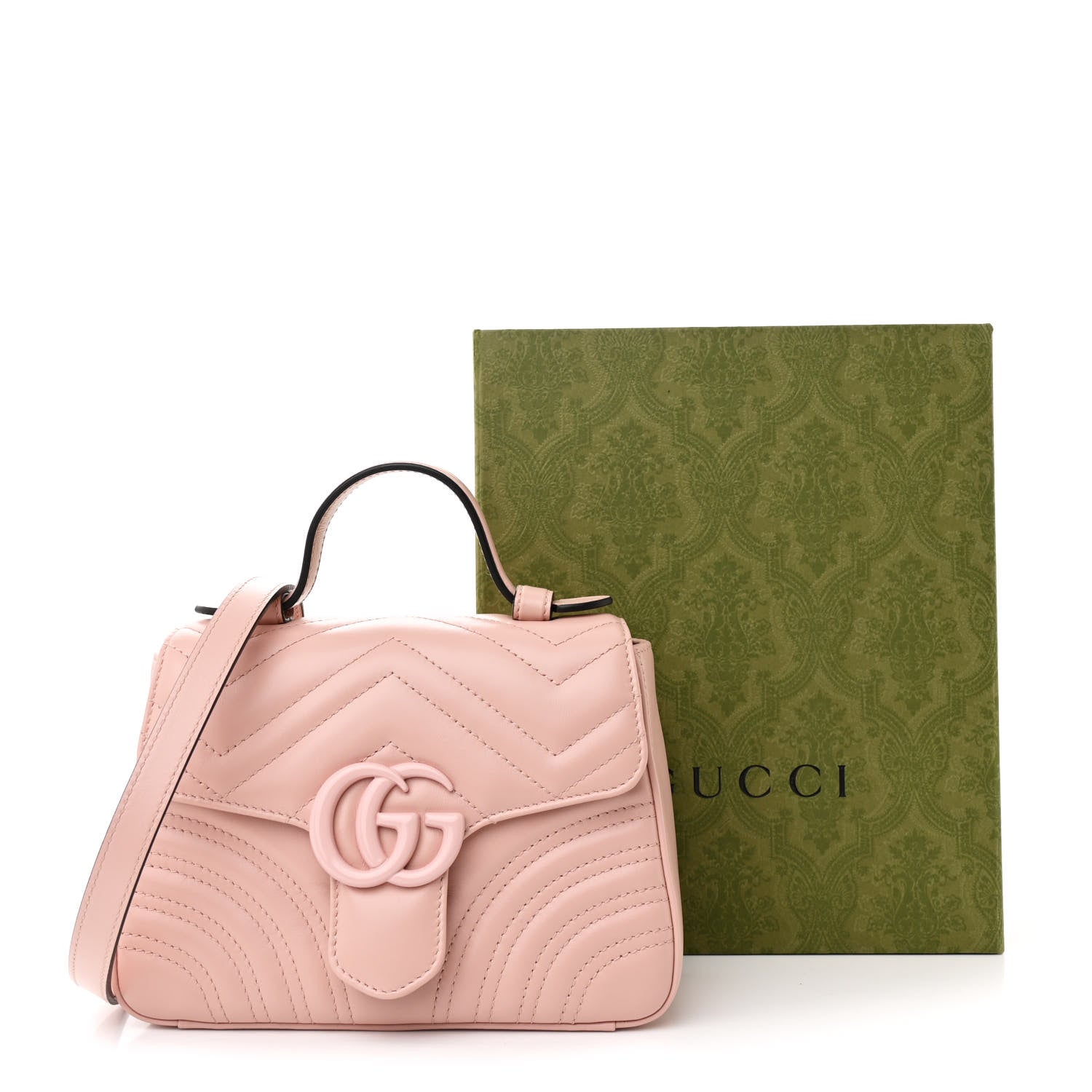 Gucci Calfskin Matelasse Monochrome GG Marmont Top Handle Shoulder Bag Perfect Pink 11 of 11