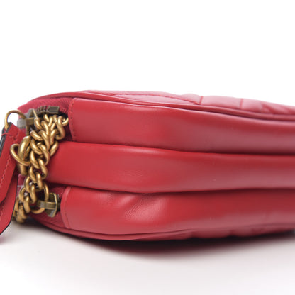 Gucci Calfskin Matelasse Mini GG Marmont Chain Crossbody Bag Hibiscus Red 6 of 8