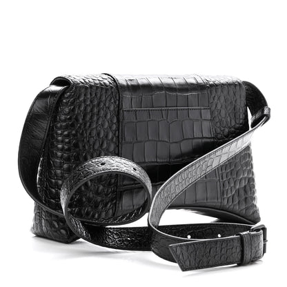 Balenciaga Extra Supple Calfskin Crocodile Embossed Monochrome XS Downtown Shoulder Bag Black 3 of 9