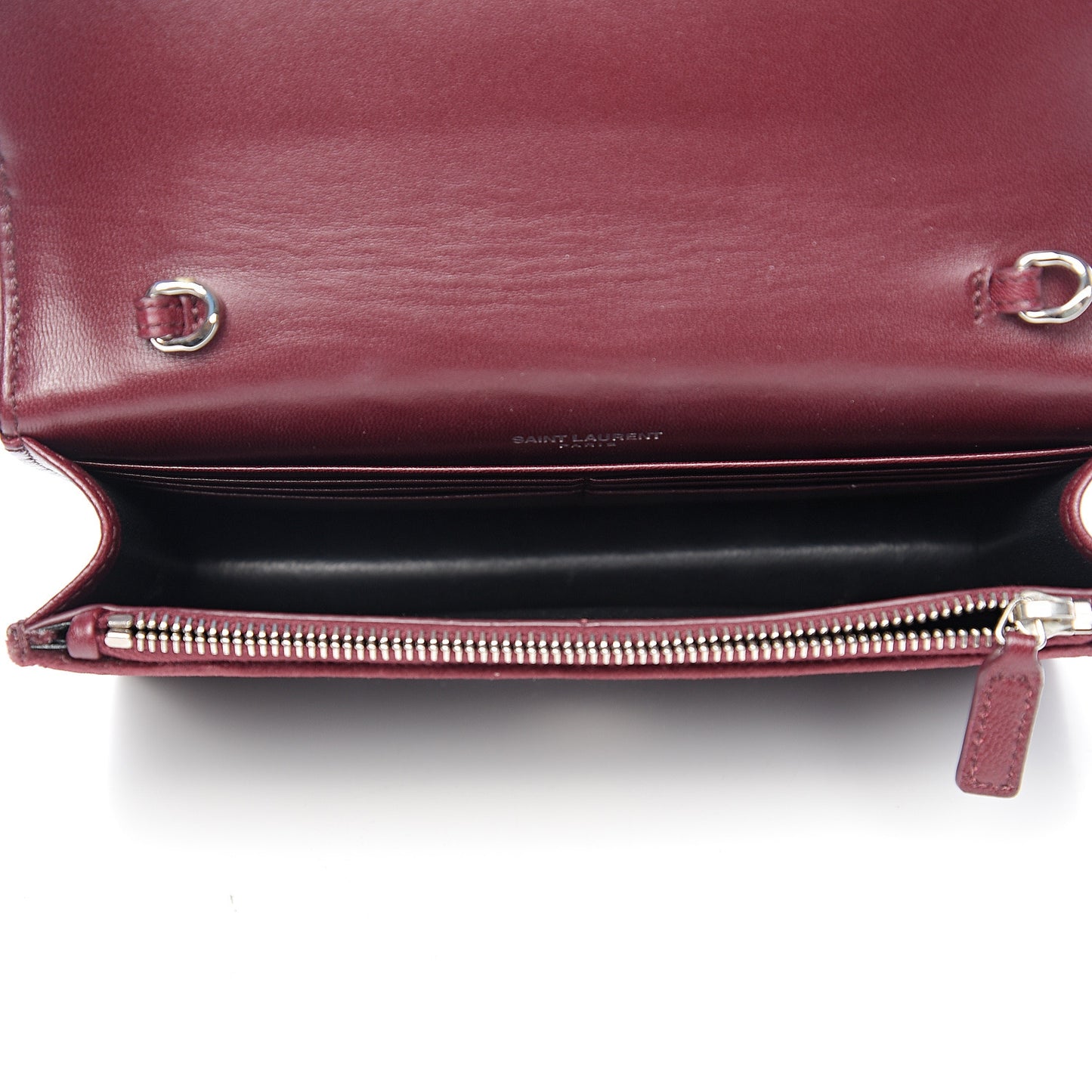 Velvet Crystal Monogram Kate Tassel Shoulder Bag Burgundy
