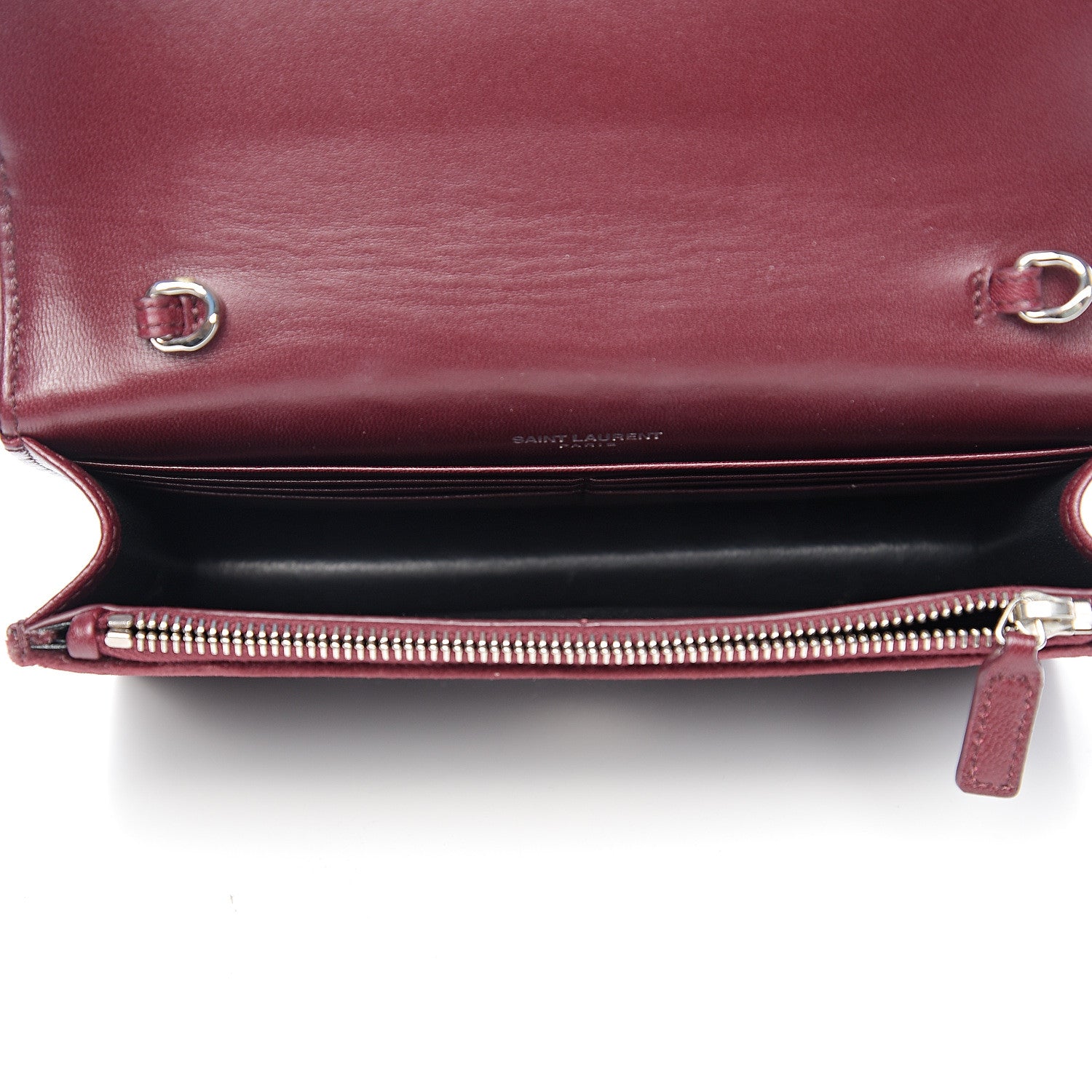 Saint Laurent Velvet Crystal Monogram Kate Tassel Shoulder Bag Burgundy 4 of 10