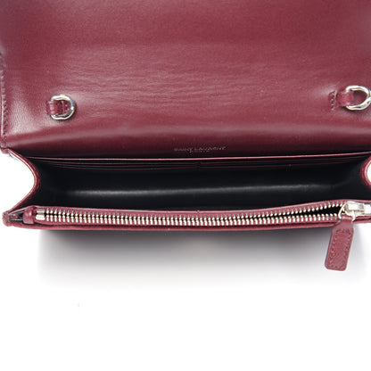 Saint Laurent Velvet Crystal Monogram Kate Tassel Shoulder Bag Burgundy 4 of 10