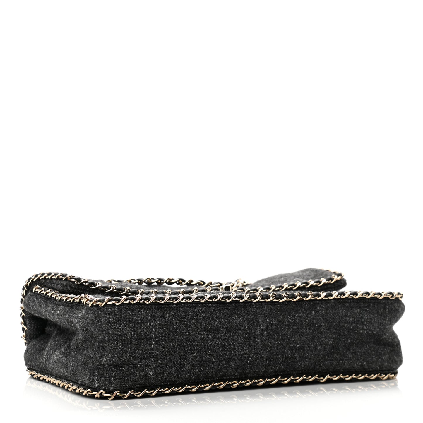 Wool Tweed Quilted Coco Neige Chain Around Flap Black