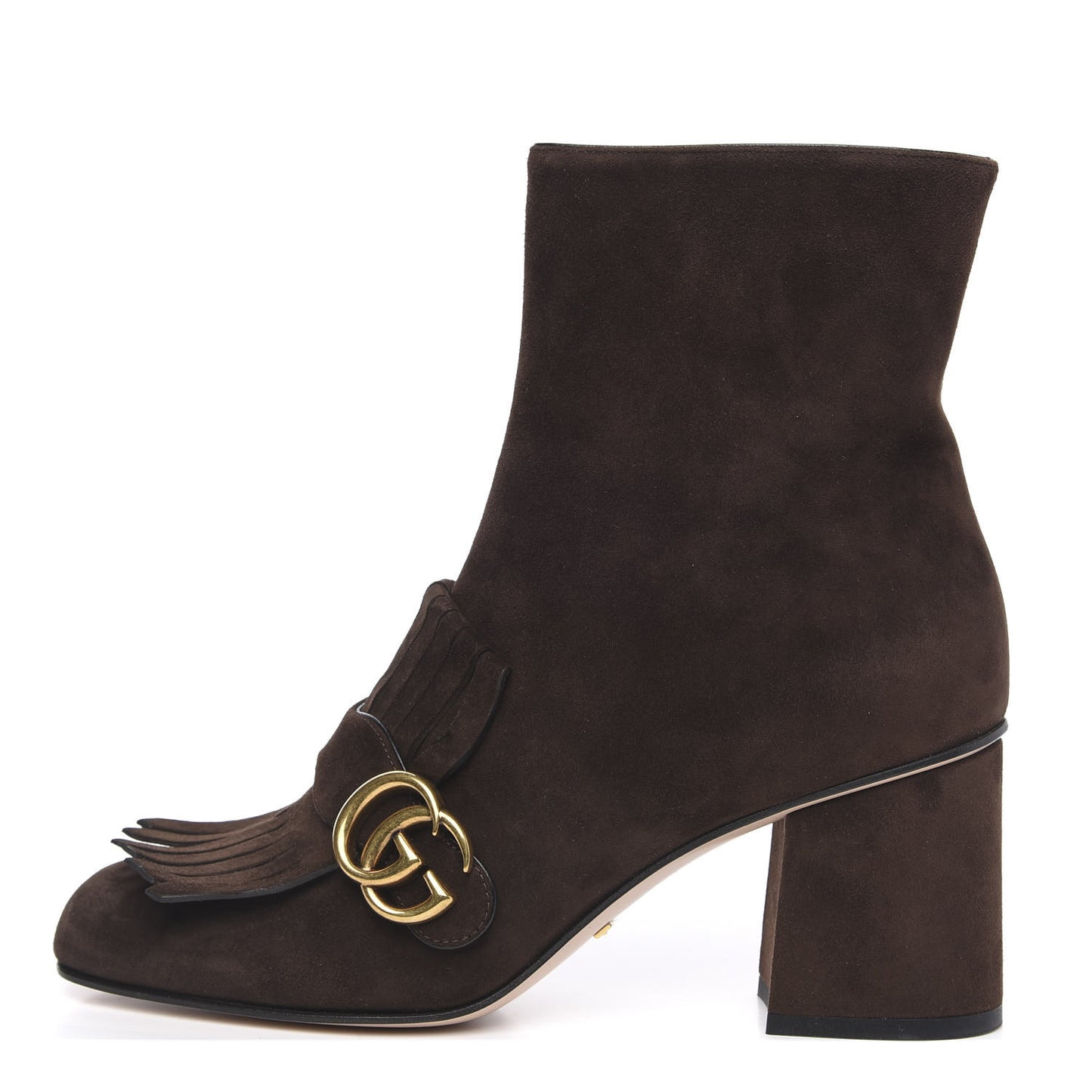 Kid Scamosciato GG Marmont Fringe 75mm Ankle Boots 39.5 Cocoa