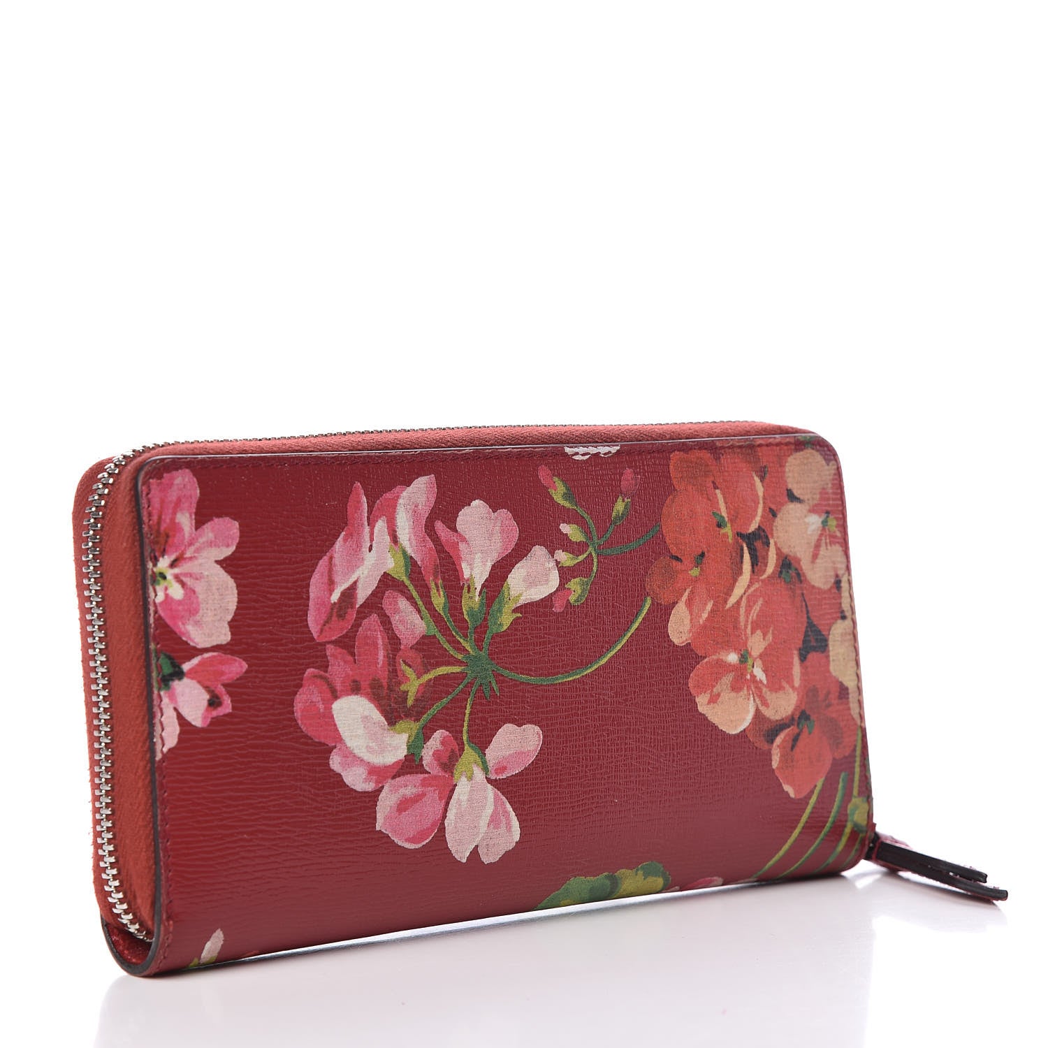 Gucci Shangai Calfskin Blooms Print Zip Around Wallet Romantic Cerise Multicolor 3 of 11