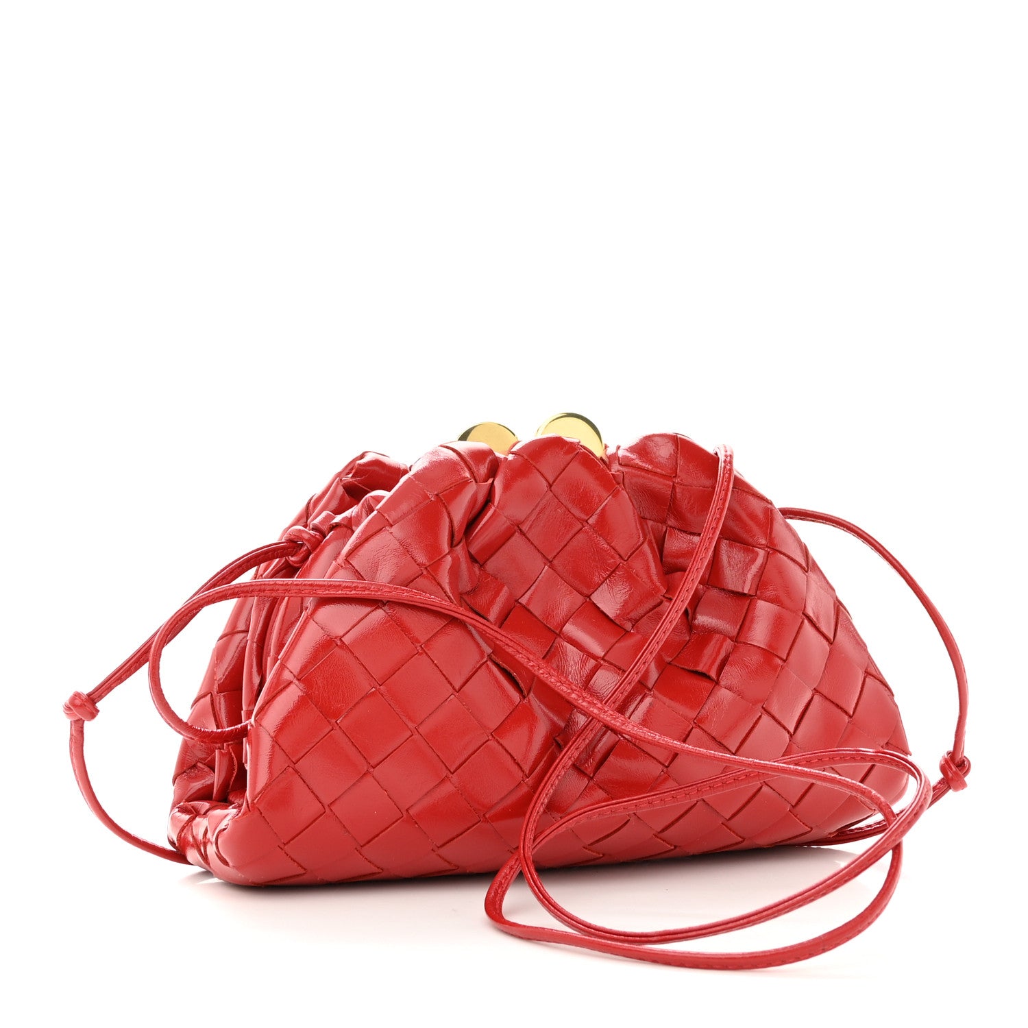 Bottega Veneta Patent Intrecciato The Mini Kiss Lock Pouch Candy Apple 3 of 9