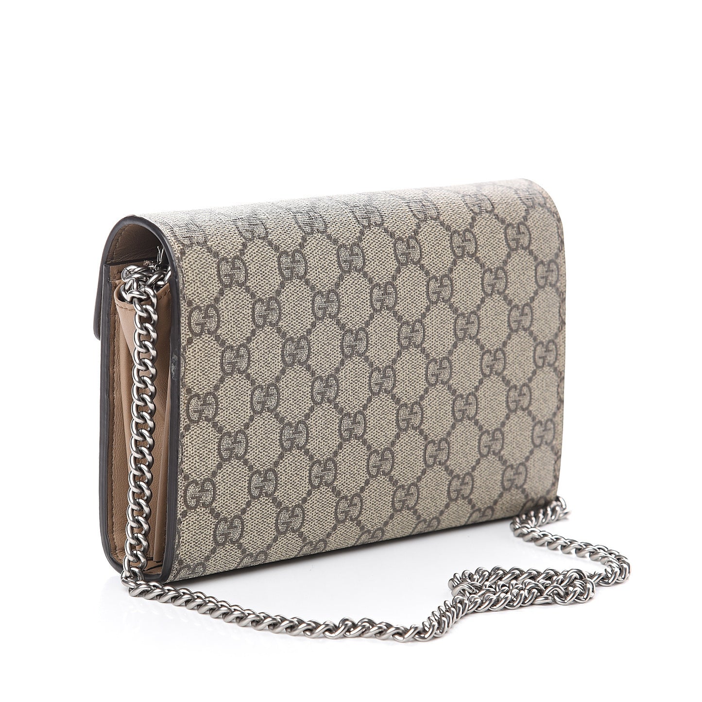 GG Supreme Monogram Mini Dionysus Chain Wallet Beige Taupe
