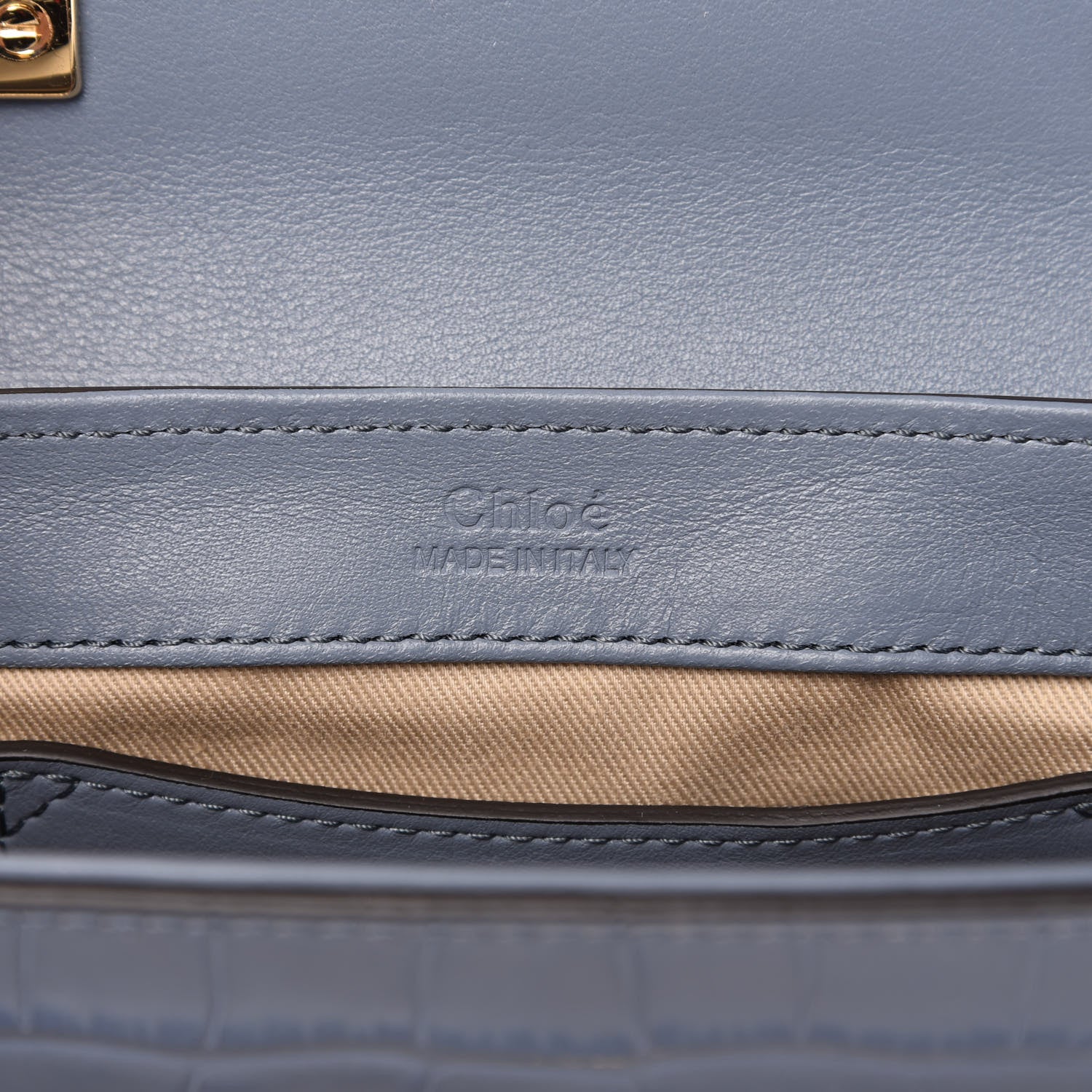 Chloe Calfskin Crocodile Embossed Mini C Double Carry Ash Blue 8 of 9