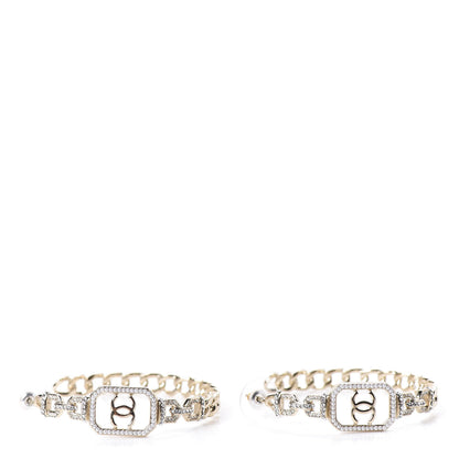 Chanel Crystal CC Vendome Hoop Earrings Gold 9 of 10