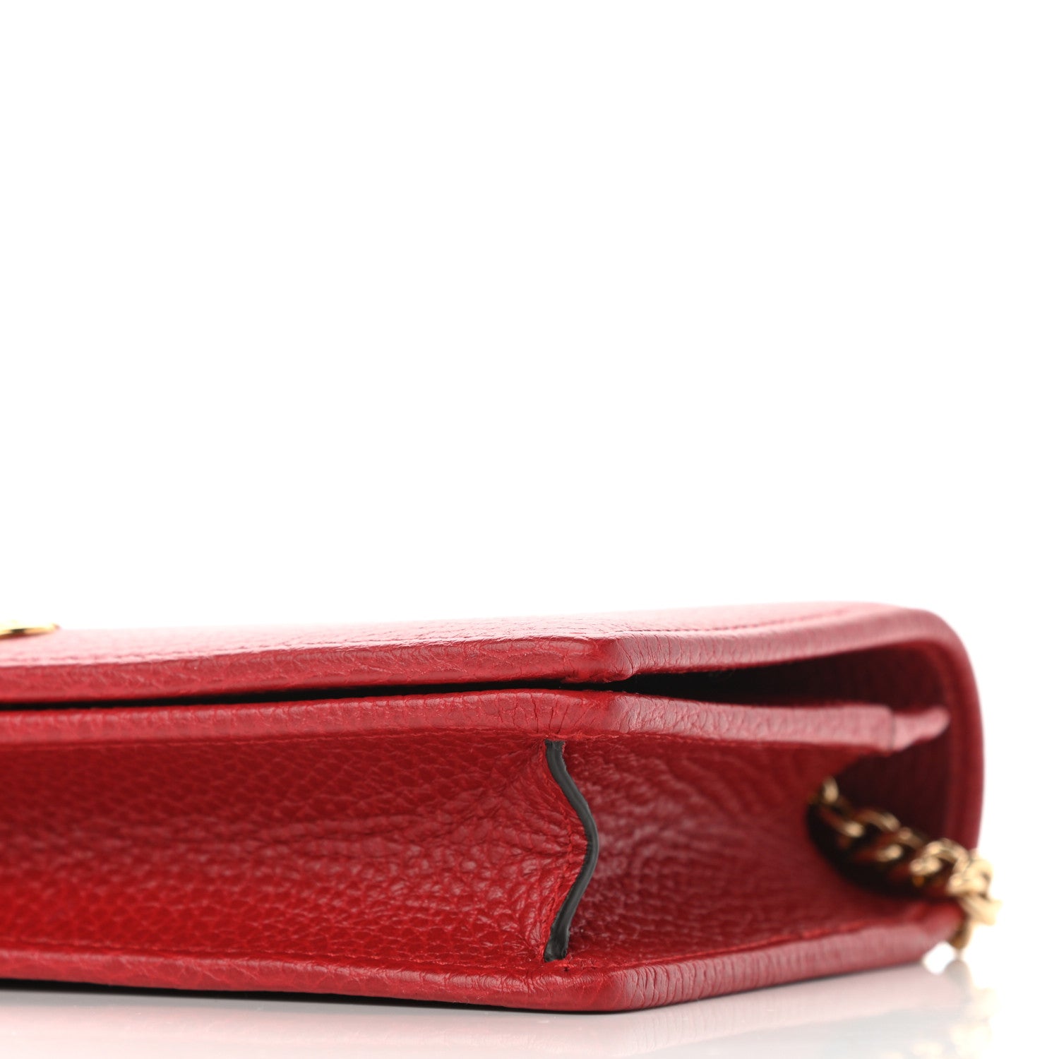 Gucci Dollar Calfskin Mini GG Marmont Chain Wallet Hibiscus Red 10 of 11