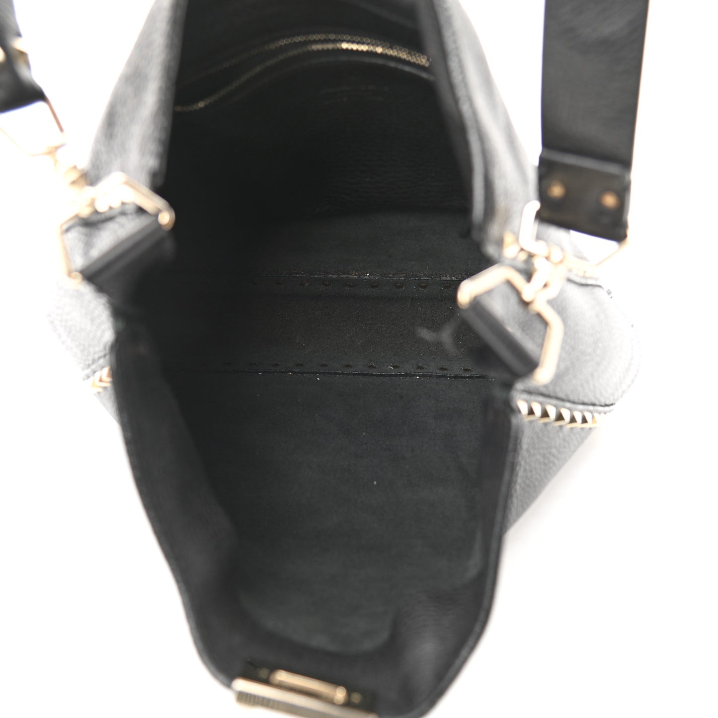 Pebbled Calfskin Large Rockstud Flip-Lock Messenger Bag Black