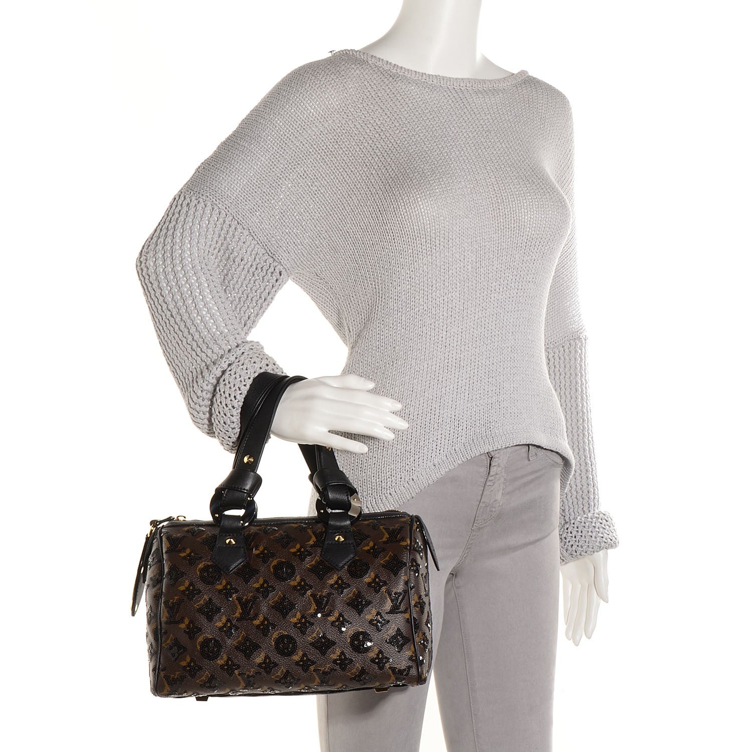Louis Vuitton Monogram Sequins Eclipse Speedy 28 Black 2 of 8