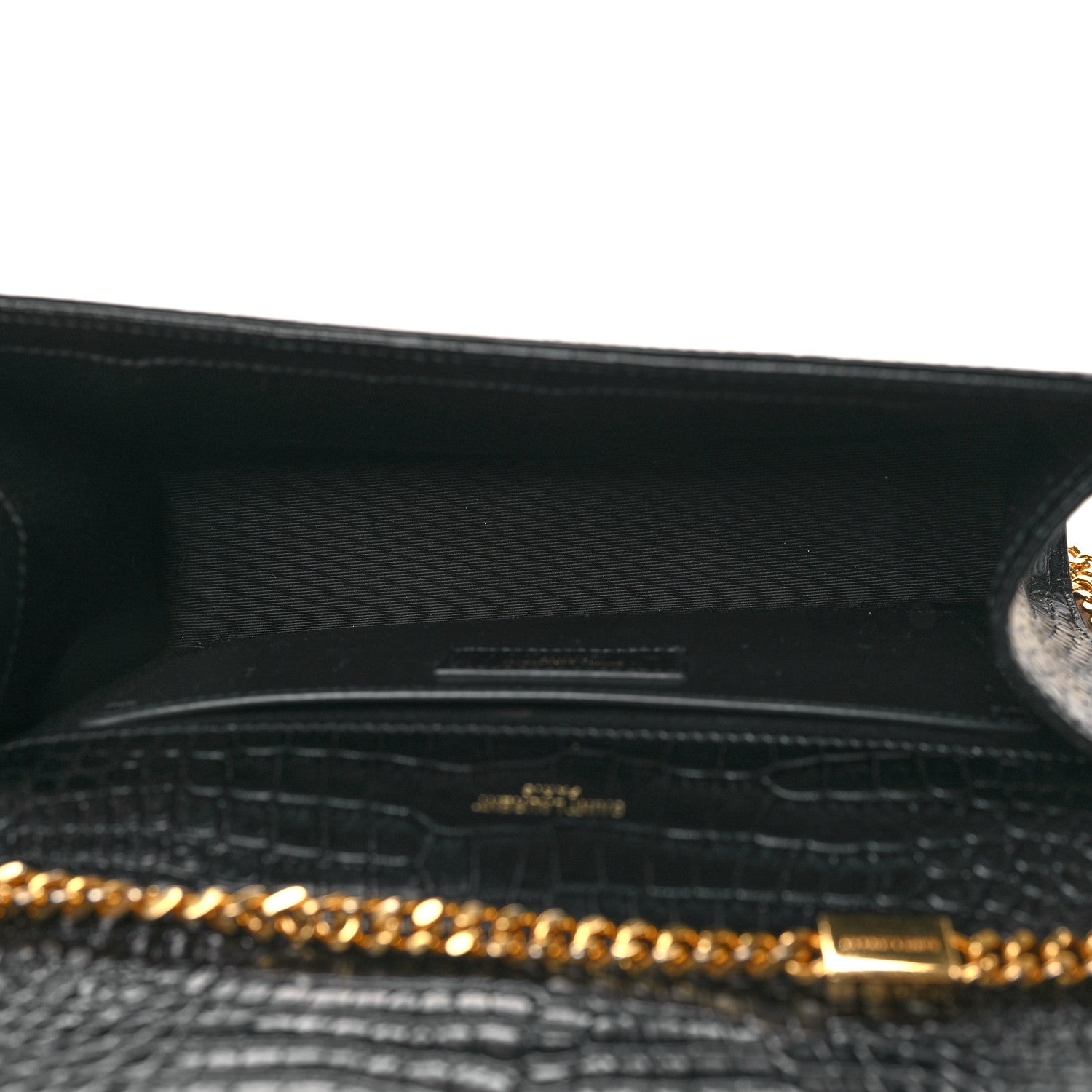 Saint Laurent Calfskin Crocodile Embossed Medium Classic Monogram Kate Tassel Satchel Black 4 of 10
