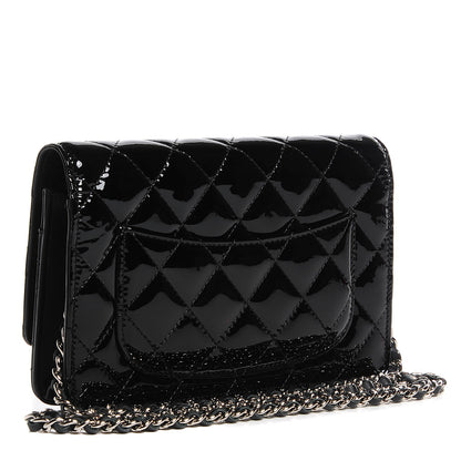 Chanel Patent Quilted Wallet On Chain WOC Black 2 of 9