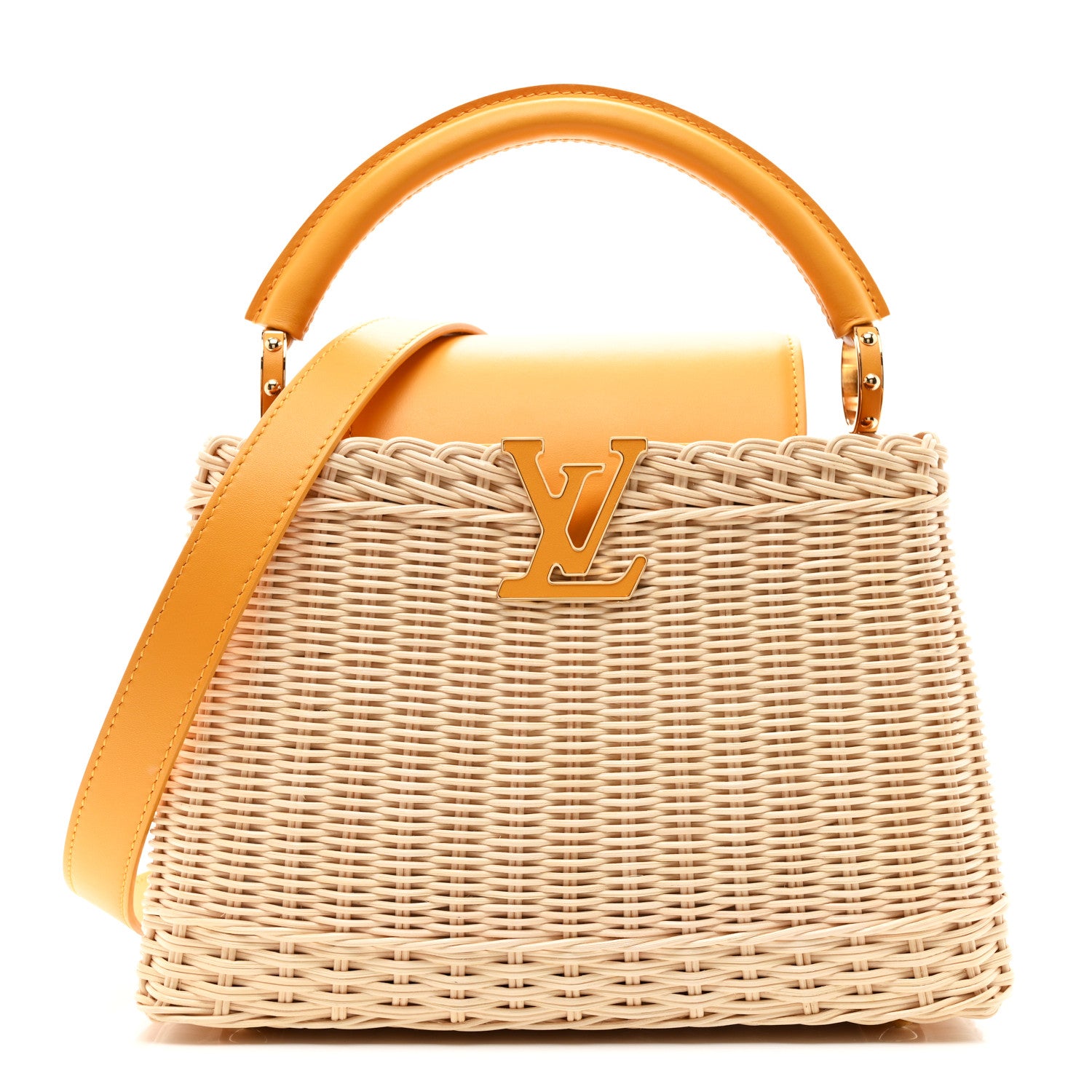 Louis Vuitton Rattan Calfskin Capucines BB Golden Yellow 1 of 12