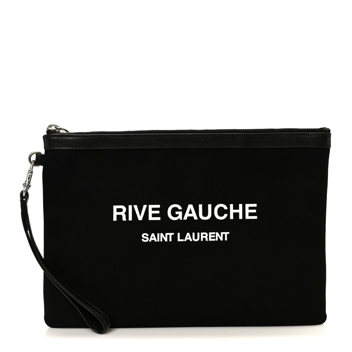 Linen Canvas Rive Gauche Zipped Pouch Black