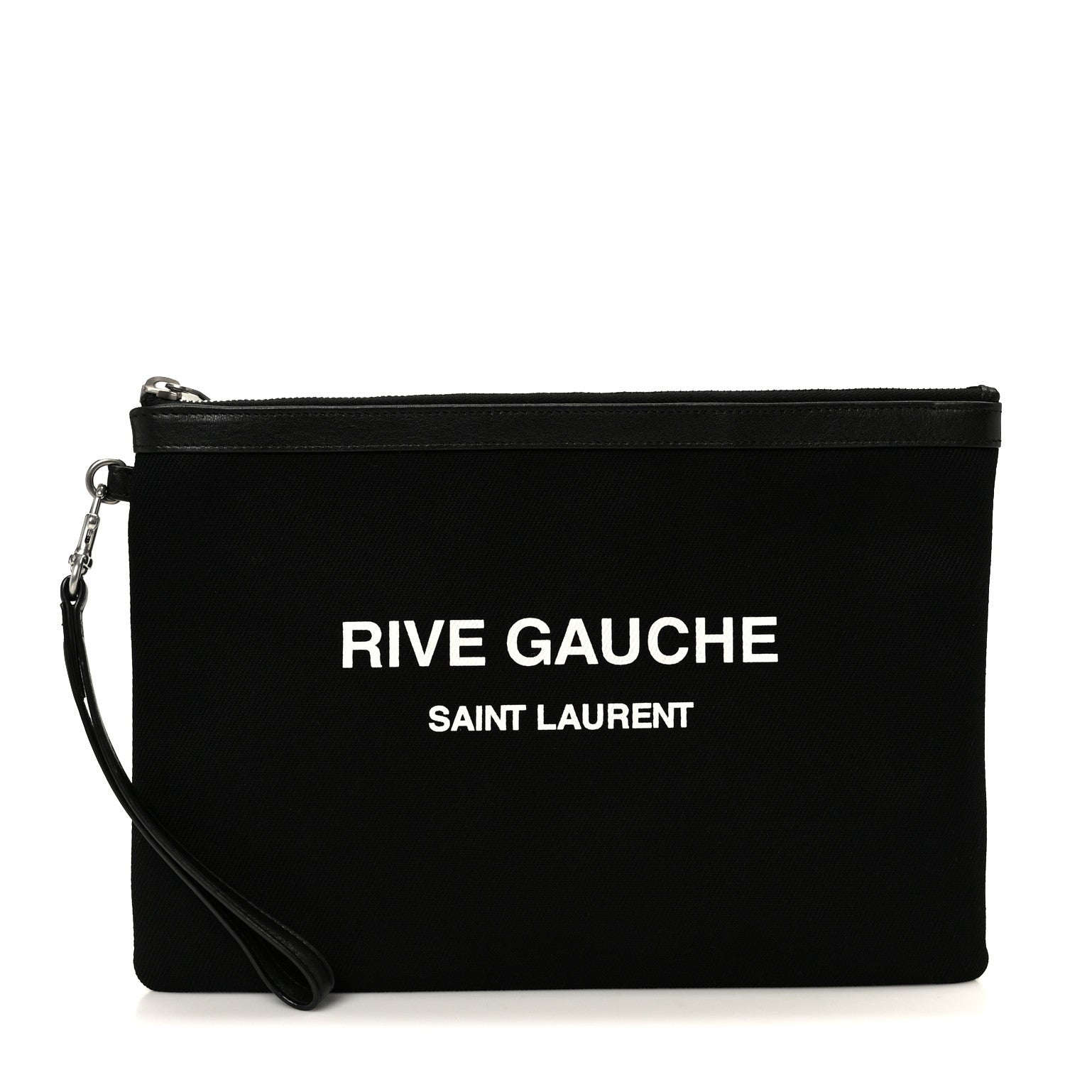 Saint Laurent Linen Canvas Rive Gauche Zipped Pouch Black 1 of 9
