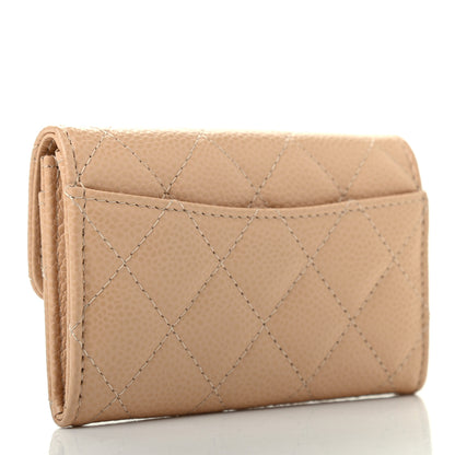 Chanel Caviar Quilted Flap Card Holder Wallet Beige 3 of 8