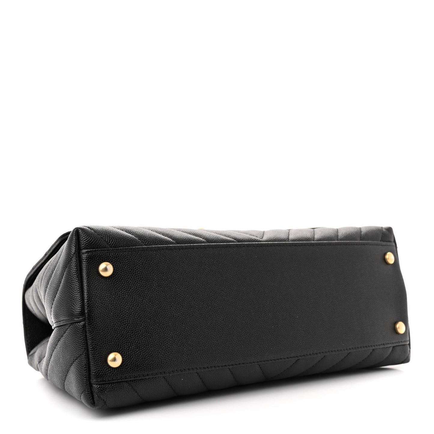 Caviar Chevron Quilted Small Coco Handle Flap Black