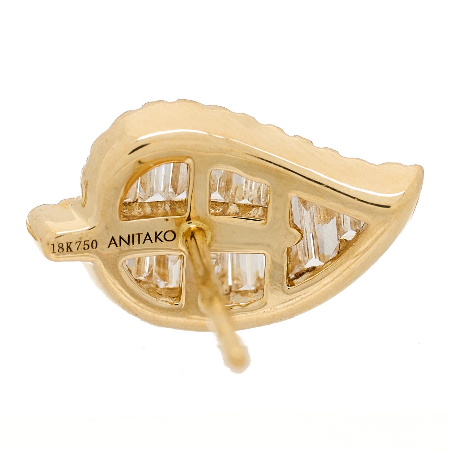 18K Yellow Gold Diamond Medium Palm Leaf Stud Earrings