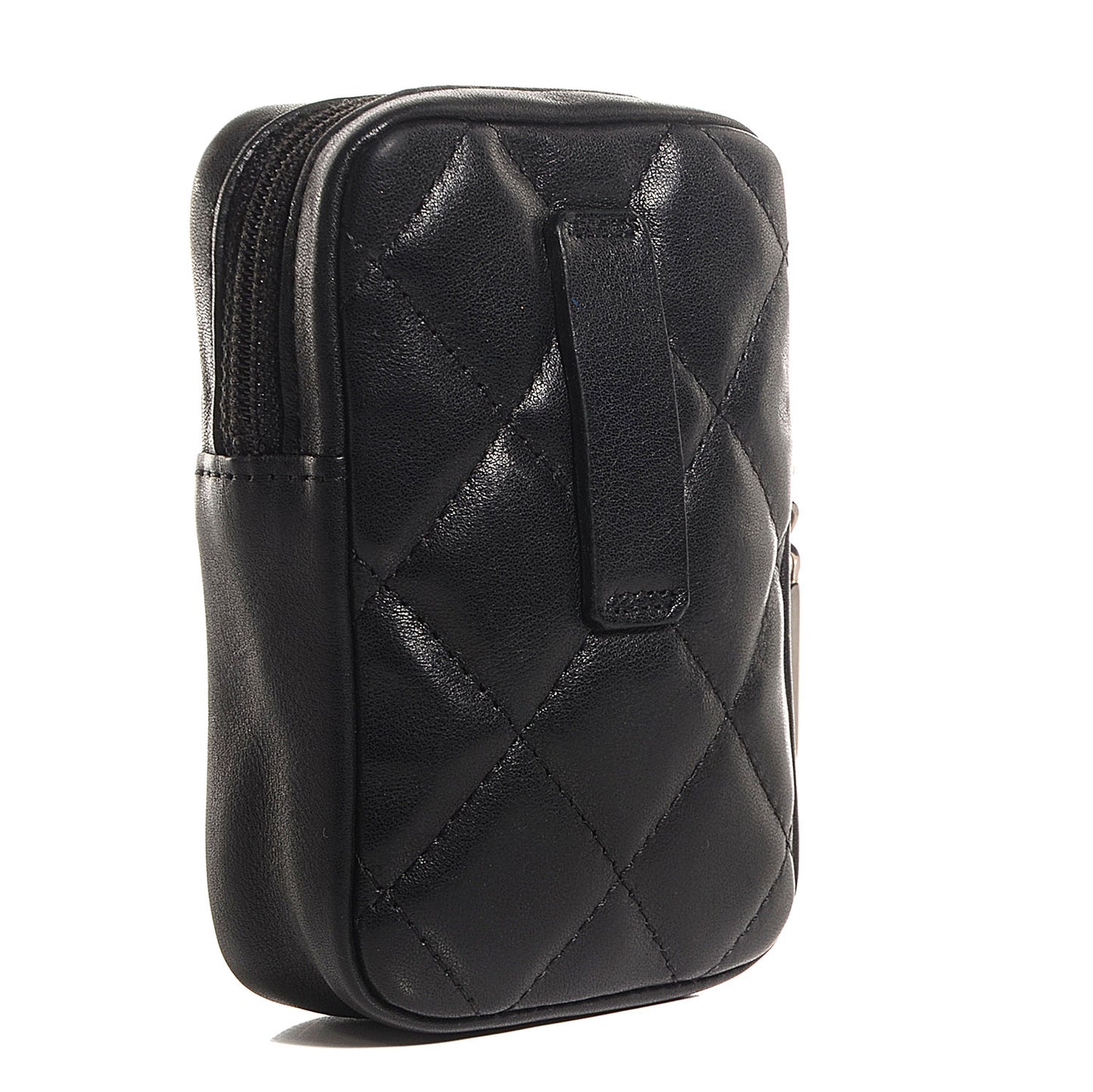 Calfskin Quilted Cambon Cigarette Case Holder Black