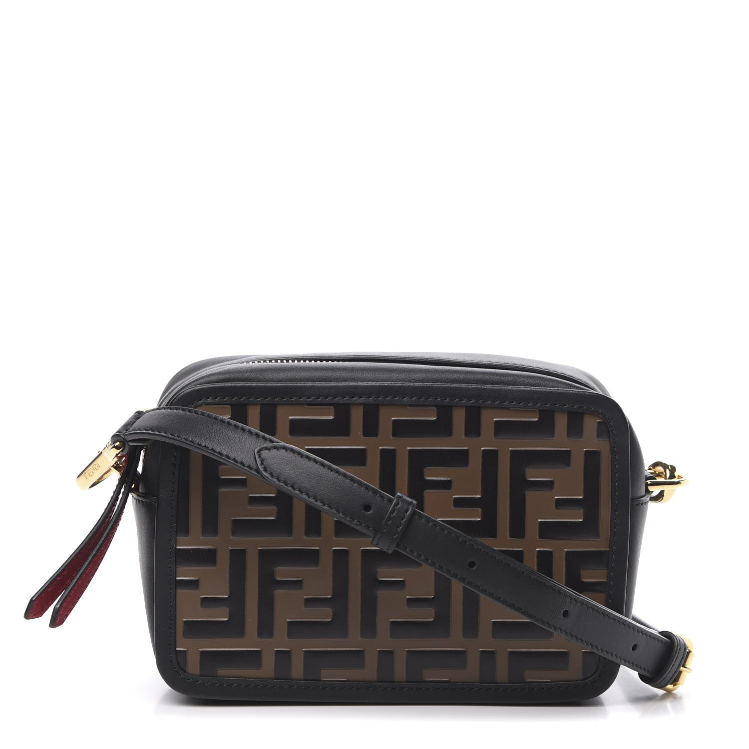 Fendi Vitello Century Bi-Color FF 1974 Embossed Mini Camera Case Maya Black 1 of 9