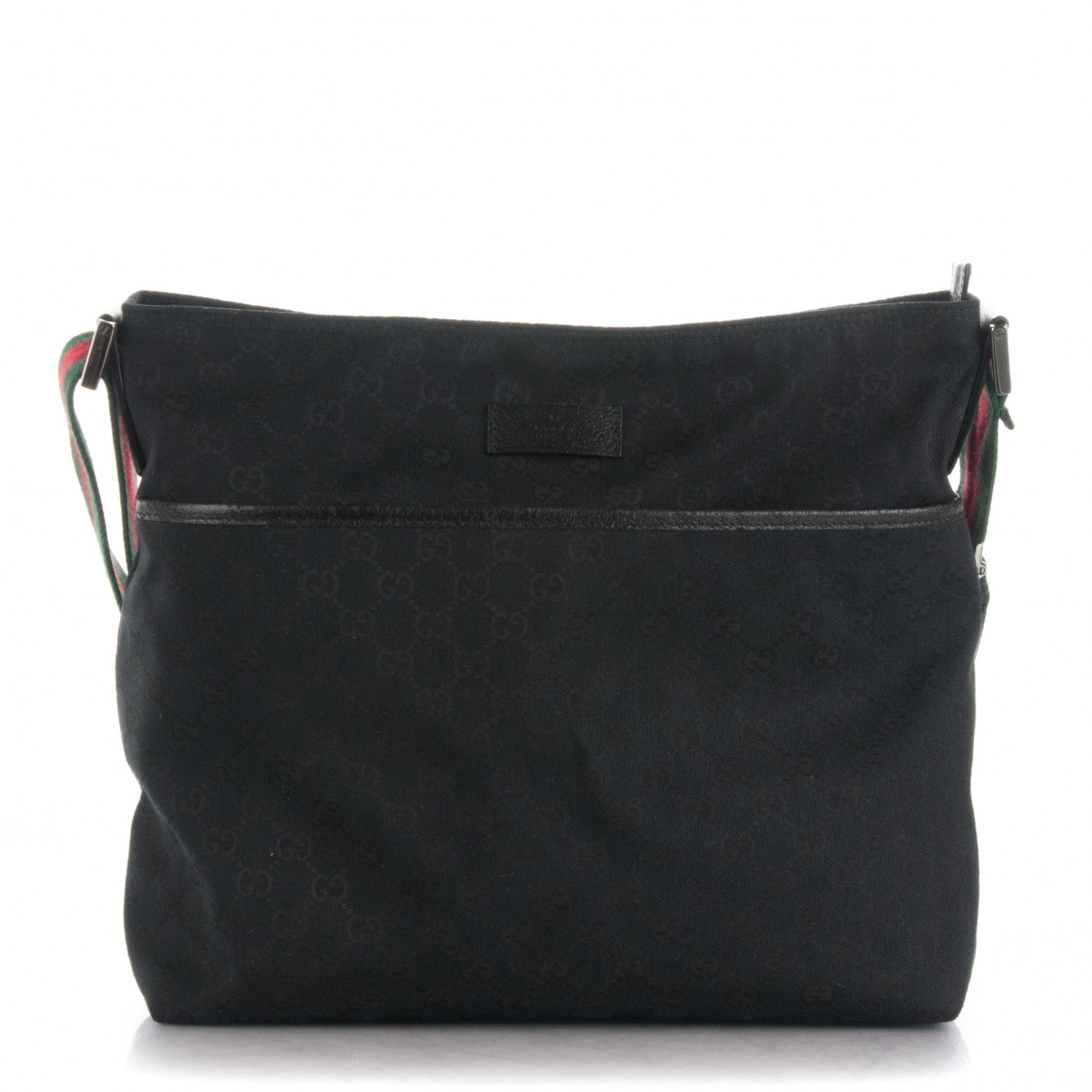 Gucci Monogram Web Medium Flat Messenger Bag Black 1 of 7