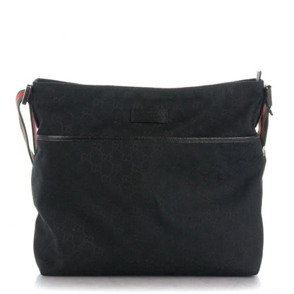 Gucci Monogram Web Medium Flat Messenger Bag Black 1 of 7
