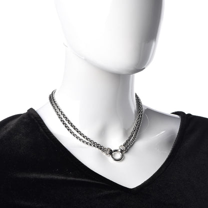 David Yurman Sterling Silver Diamond 18mm Double Wheat Chain Necklace 2 of 5