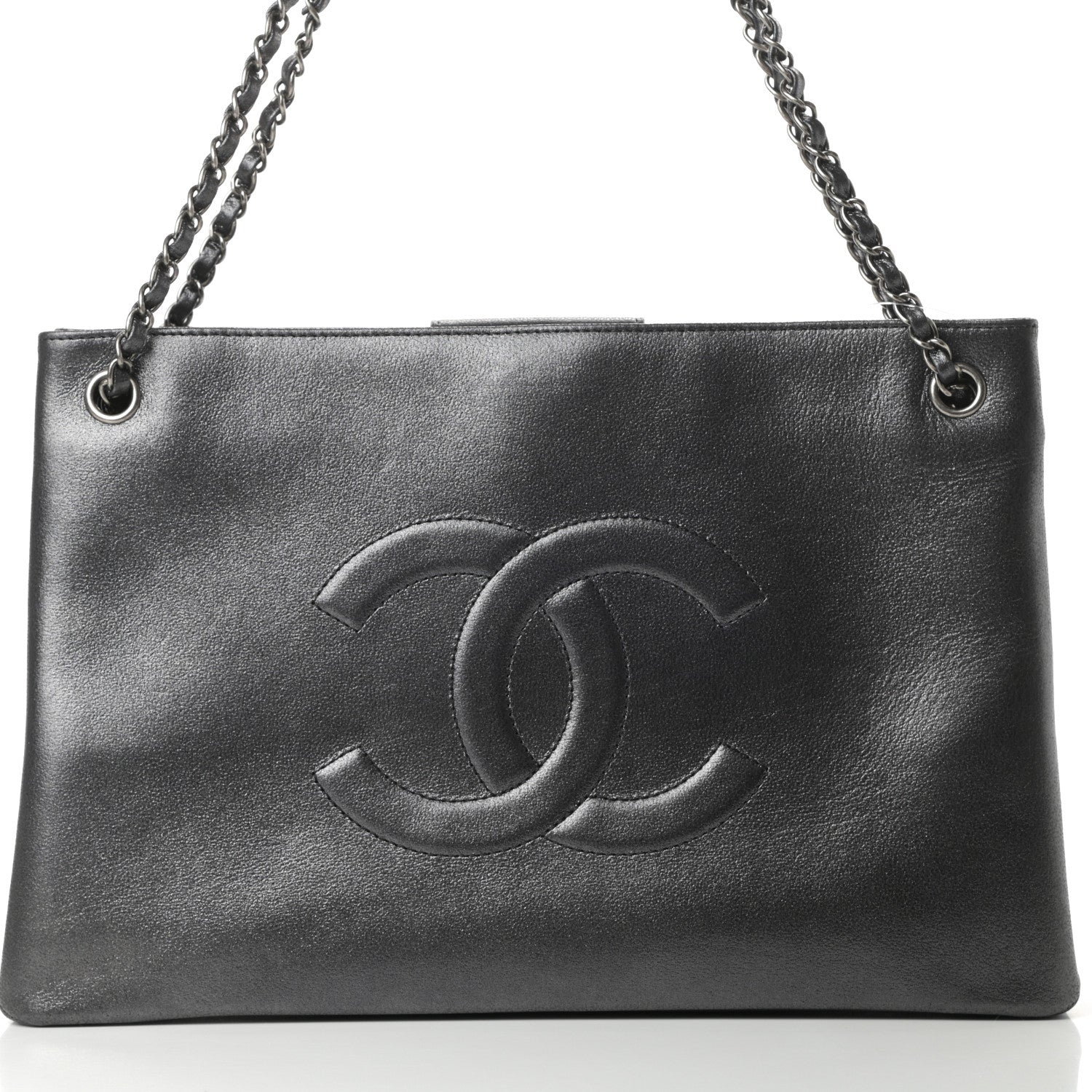 Chanel Iridescent Calfskin CC East West Shopping Tote Grey 10 of 12