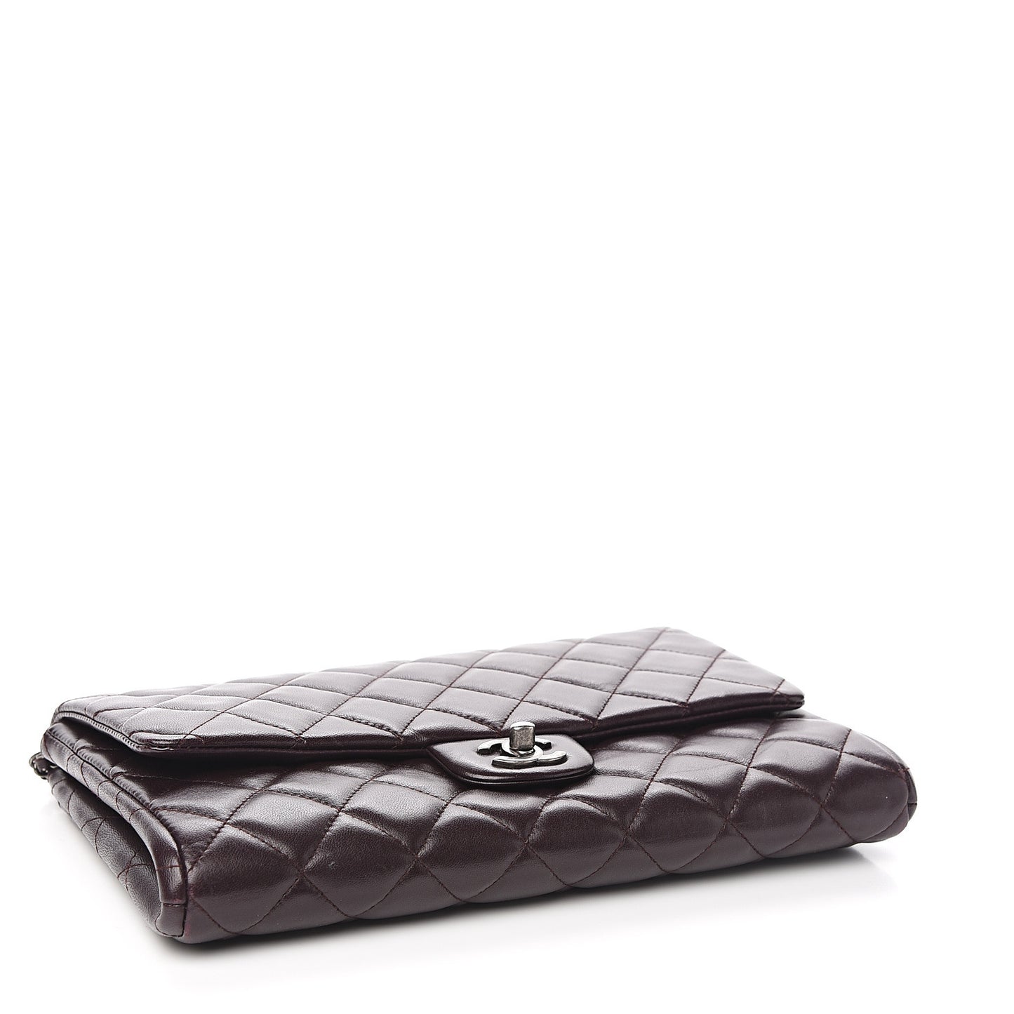 Lambskin Quilted Clutch With Chain Flap Burgundy