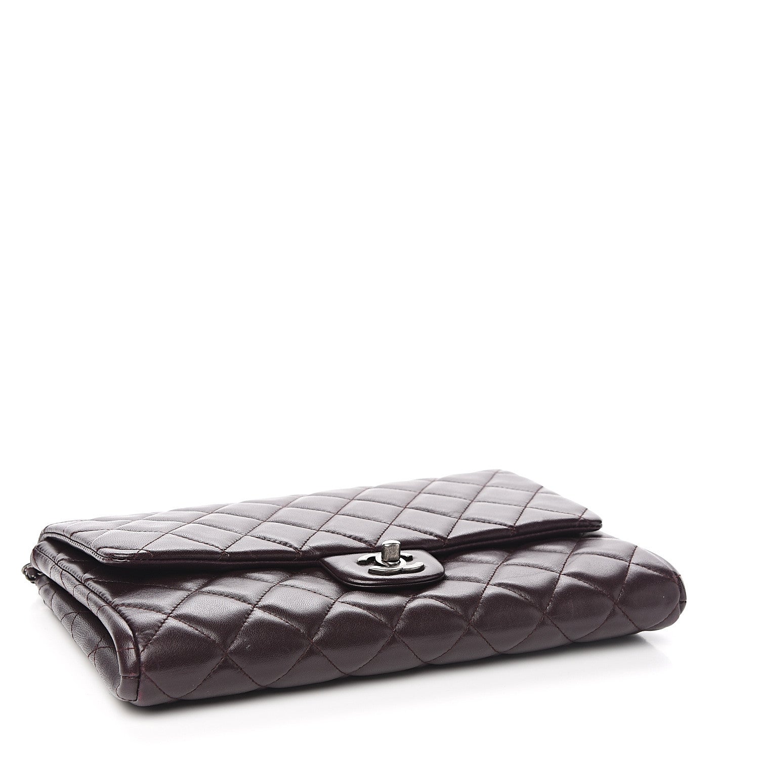 Chanel Lambskin Quilted Clutch With Chain Flap Burgundy 3 of 9