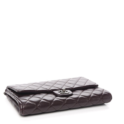Chanel Lambskin Quilted Clutch With Chain Flap Burgundy 3 of 9