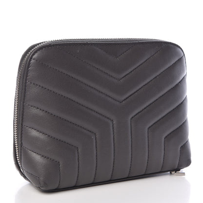Saint Laurent Lambskin Matelasse Cosmetic Case Asphalt 3 of 8