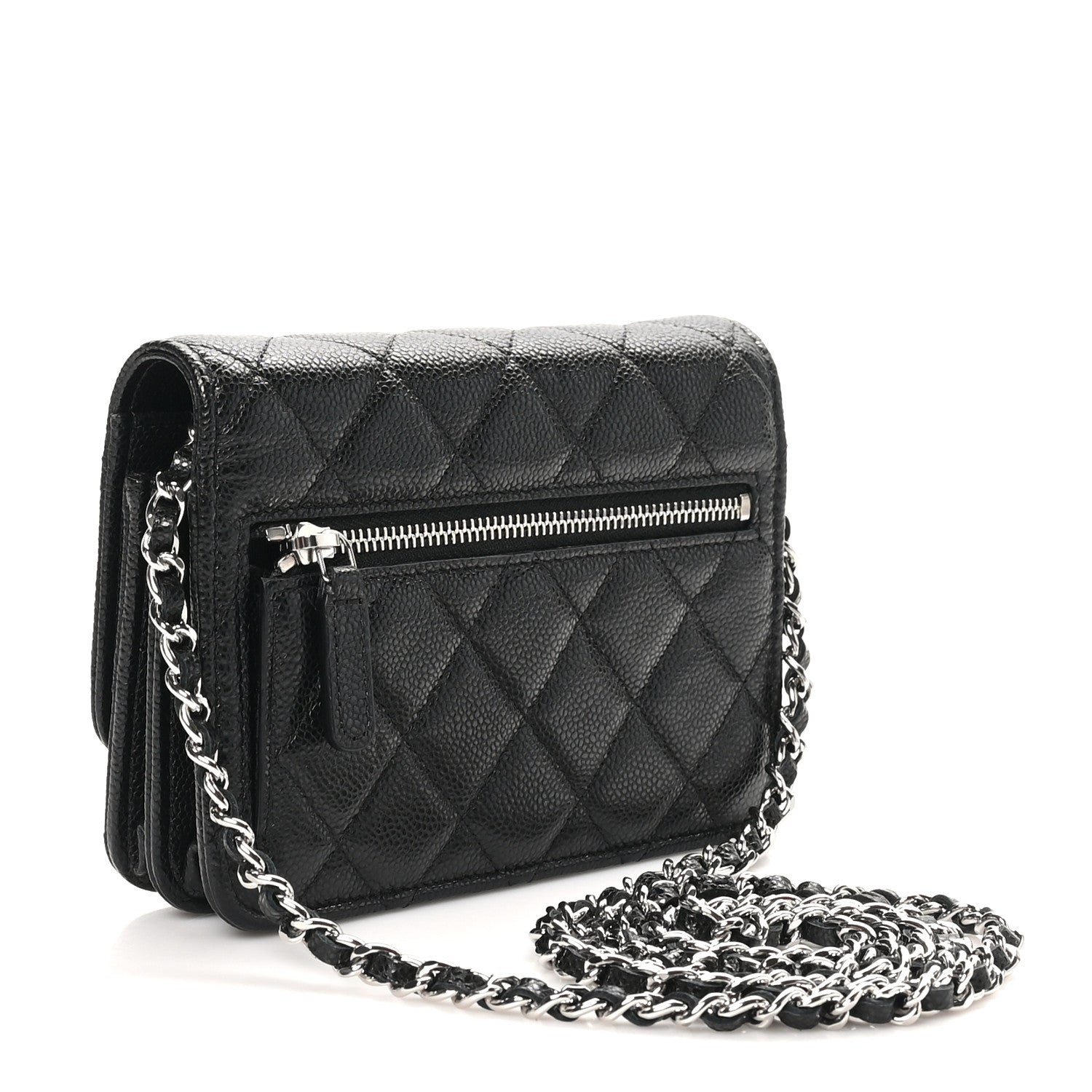 Chanel Caviar Quilted Mini Wallet On Chain WOC Black 2 of 9