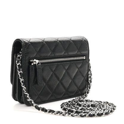 Chanel Caviar Quilted Mini Wallet On Chain WOC Black 2 of 9