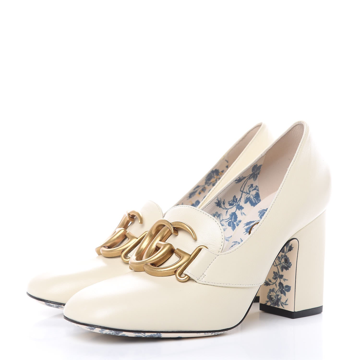 Gucci Malaga Kid GG Victoire 95mm Loafer Pumps 35.5 Vintage White 3 of 8