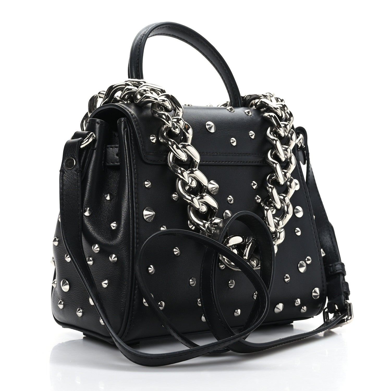Versace Grained Calfskin Spiked Small La Medusa Top Handle Bag Black 2 of 7