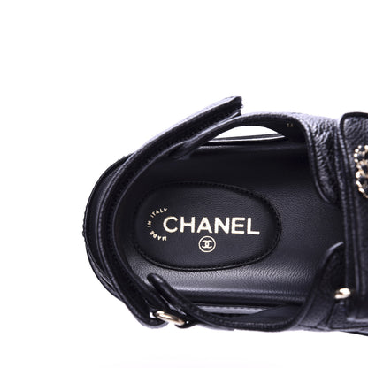 Chanel Grained Calfskin Velcro Dad Sandals 37 Black 7 of 10